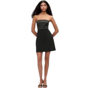 GAP black satin strapless mini dress size S NWT